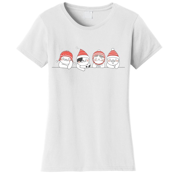 Cute Kitty Cats Christmas, Festive Women's T-Shirt