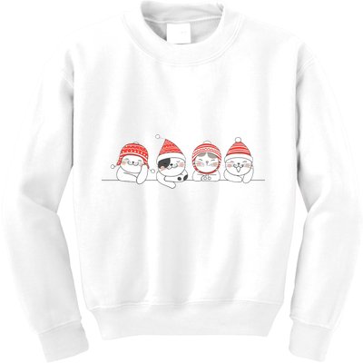 Cute Kitty Cats Christmas, Festive Kids Sweatshirt