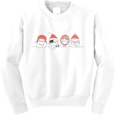 Cute Kitty Cats Christmas, Festive Kids Sweatshirt