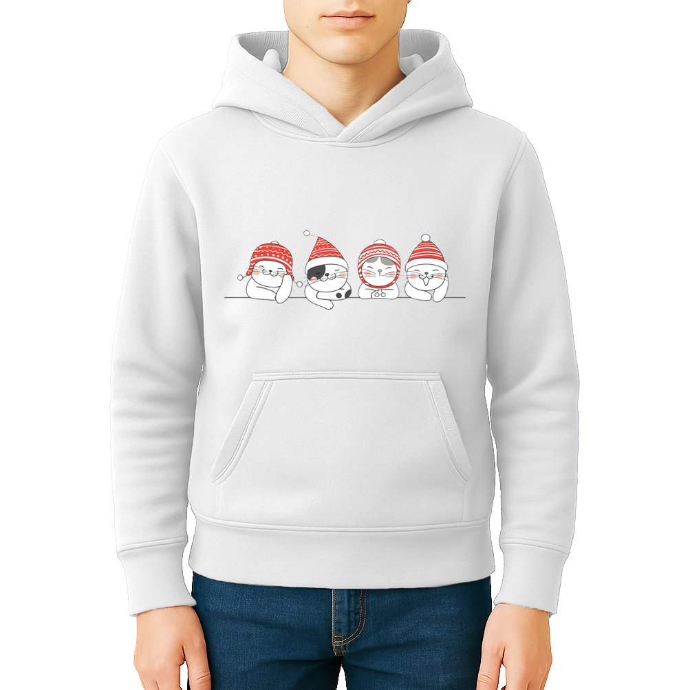 Cute Kitty Cats Christmas, Festive Kids Hoodie