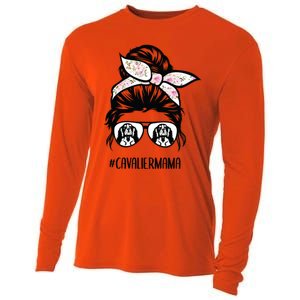 Cavalier King Charles Spaniel Mom Messy Bun Hair Glasses Gift Cooling Performance Long Sleeve Crew