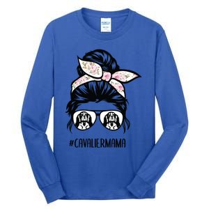 Cavalier King Charles Spaniel Mom Messy Bun Hair Glasses Gift Tall Long Sleeve T-Shirt