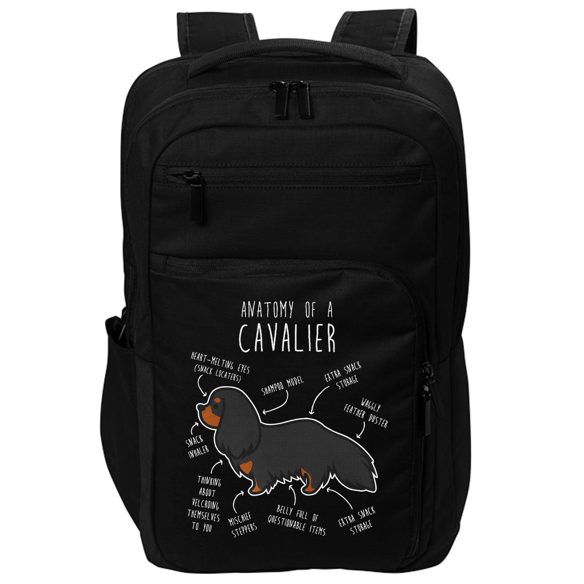 Cavalier King Charles Spaniel Dog Black Tan Funny Anatomy Impact Tech Backpack