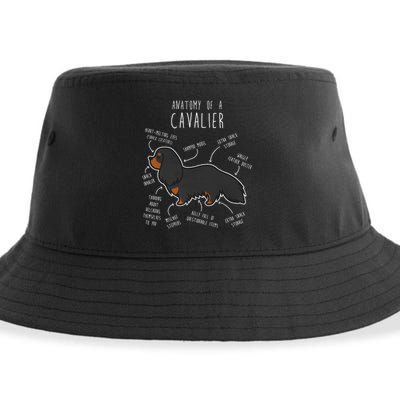 Cavalier King Charles Spaniel Dog Black Tan Funny Anatomy Sustainable Bucket Hat