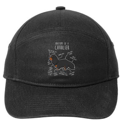 Cavalier King Charles Spaniel Dog Black Tan Funny Anatomy 7-Panel Snapback Hat