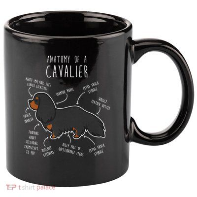 Cavalier King Charles Spaniel Dog Black Tan Funny Anatomy 11oz C Handle Ceramic Mug