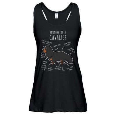 Cavalier King Charles Spaniel Dog Black Tan Funny Anatomy Ladies Essential Flowy Tank