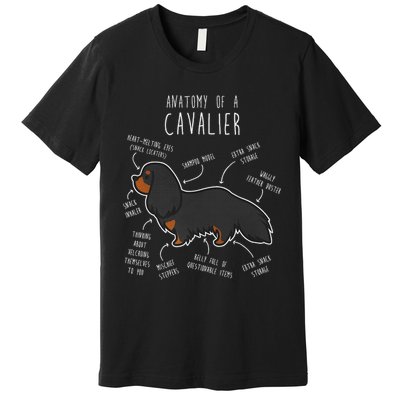 Cavalier King Charles Spaniel Dog Black Tan Funny Anatomy Premium T-Shirt