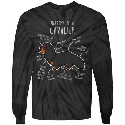 Cavalier King Charles Spaniel Dog Black Tan Funny Anatomy Tie-Dye Long Sleeve Shirt