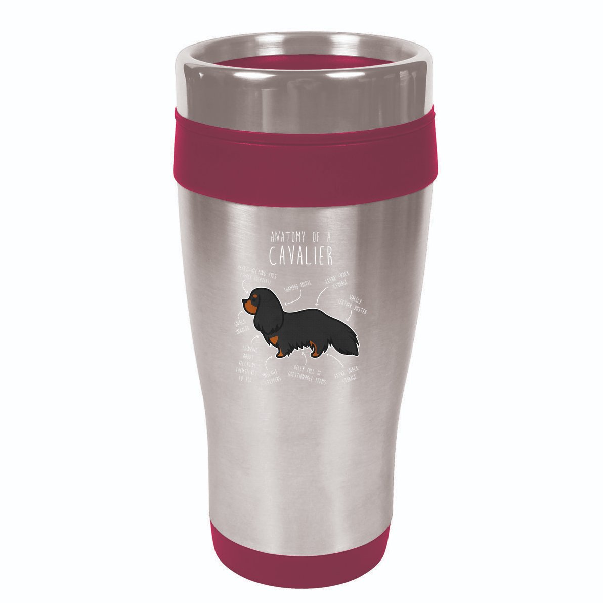 Cavalier King Charles Spaniel Dog Black Tan Funny Anatomy 16oz Travel Tumbler