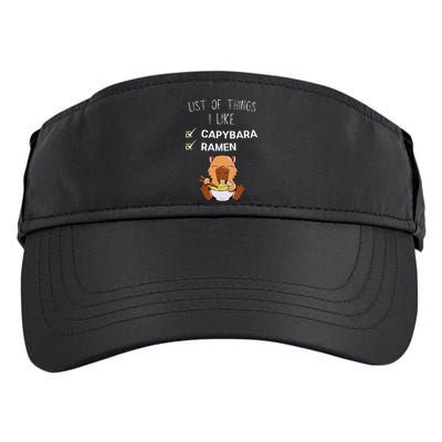 Cute Kawaii Capybara List Of Things I Like Ramen Lover Adult Drive Performance Visor