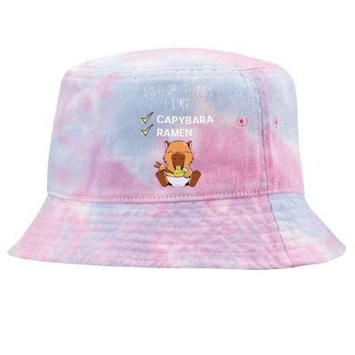 Cute Kawaii Capybara List Of Things I Like Ramen Lover Tie-Dyed Bucket Hat