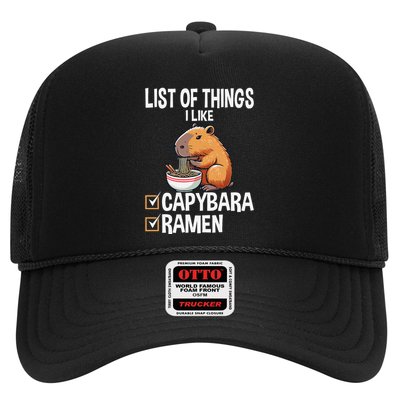 Cute Kawaii Capybara List Of Things I Like Ramen Lover Trucker Hat