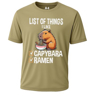 Cute Kawaii Capybara List Of Things I Like Ramen Lover Cooling Performance Crew T-Shirt