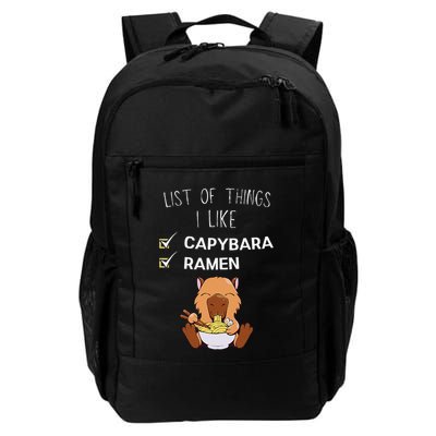 Cute Kawaii Capybara List Of Things I Like Ramen Lover Daily Commute Backpack