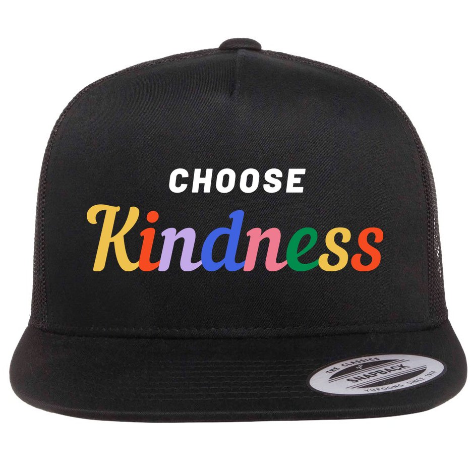 Choose Kindness Colorful Positive Quote Flat Bill Trucker Hat