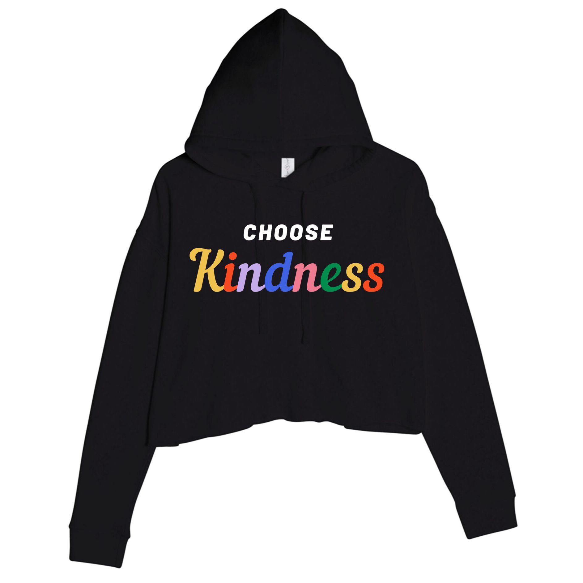 Choose Kindness Colorful Positive Quote Crop Fleece Hoodie