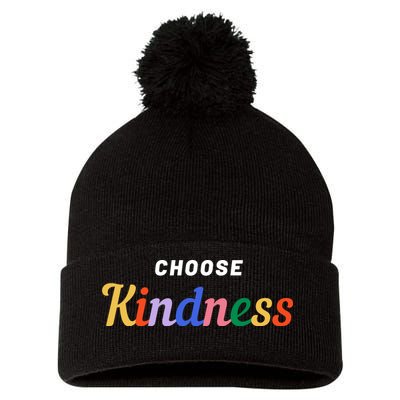 Choose Kindness Colorful Positive Quote Pom Pom 12in Knit Beanie