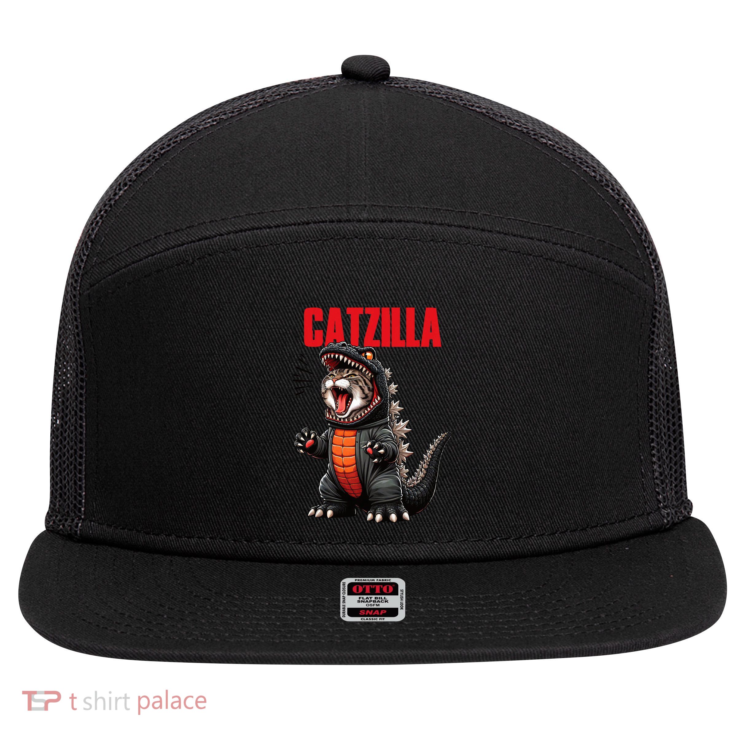 Cute Kitty Catzilla For Cat Moms & Dads 7 Panel Mesh Trucker Snapback Hat