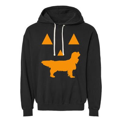 Cavalier King Charles Spaniel Halloween Spooky Face Funny Garment-Dyed Fleece Hoodie