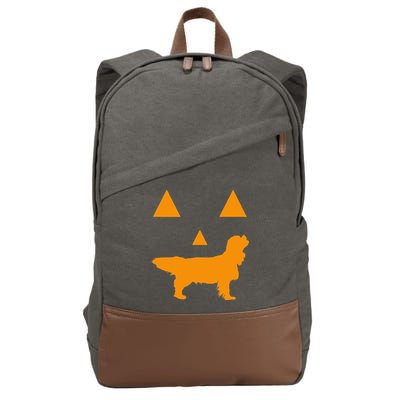 Cavalier King Charles Spaniel Halloween Spooky Face Funny Cotton Canvas Backpack