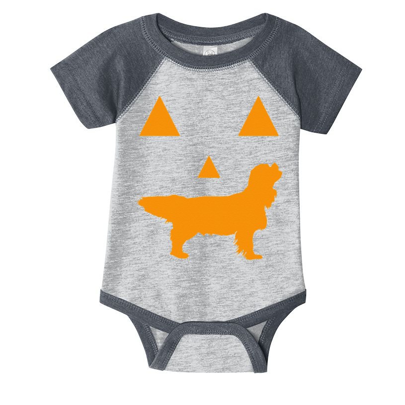 Cavalier King Charles Spaniel Halloween Spooky Face Funny Infant Baby Jersey Bodysuit