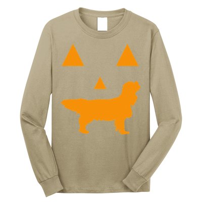 Cavalier King Charles Spaniel Halloween Spooky Face Funny Long Sleeve Shirt