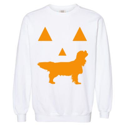 Cavalier King Charles Spaniel Halloween Spooky Face Funny Garment-Dyed Sweatshirt