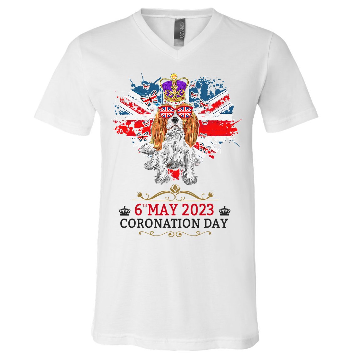 Cavalier King Charles Coronation Ideas  & Union Jack V-Neck T-Shirt