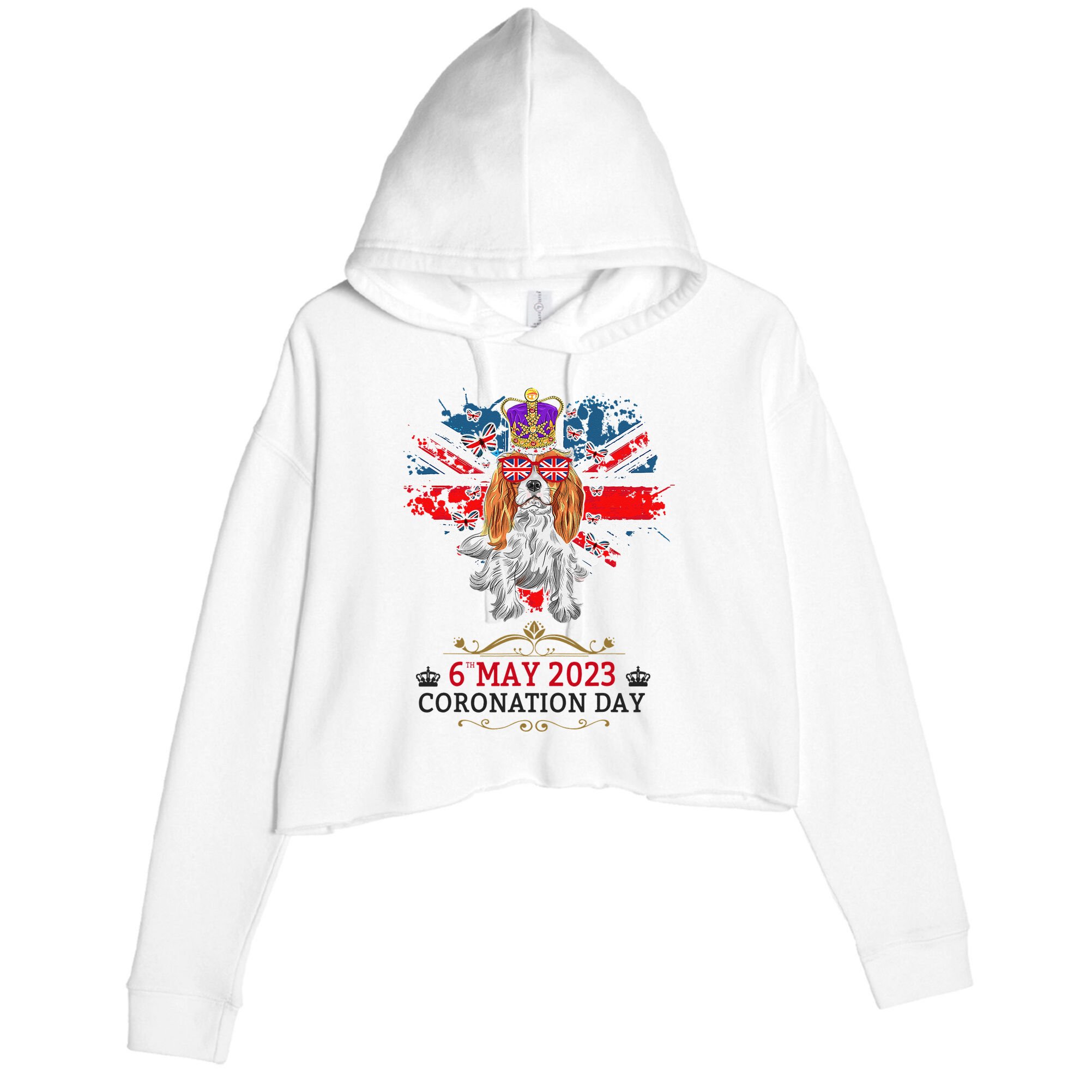 Cavalier King Charles Coronation Ideas  & Union Jack Crop Fleece Hoodie