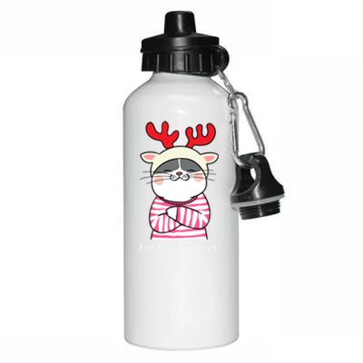 Cozy Kitty Cat Reindeer Christmas Gift Aluminum Water Bottle 