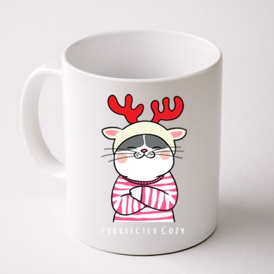 Cozy Kitty Cat Reindeer Christmas Gift Coffee Mug