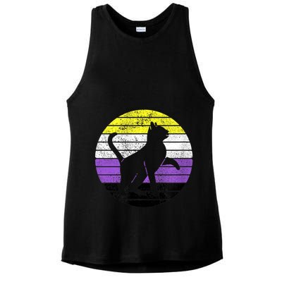 Cute Kitten Cat Nonbinary Pride Lgb Quotes Non Binary Flag Ladies PosiCharge Tri-Blend Wicking Tank
