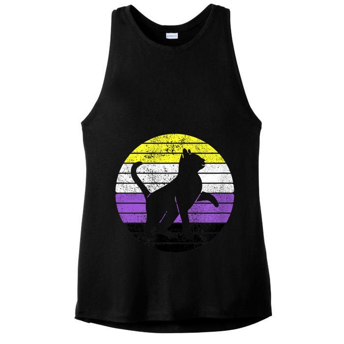 Cute Kitten Cat Nonbinary Pride Lgb Quotes Non Binary Flag Ladies PosiCharge Tri-Blend Wicking Tank