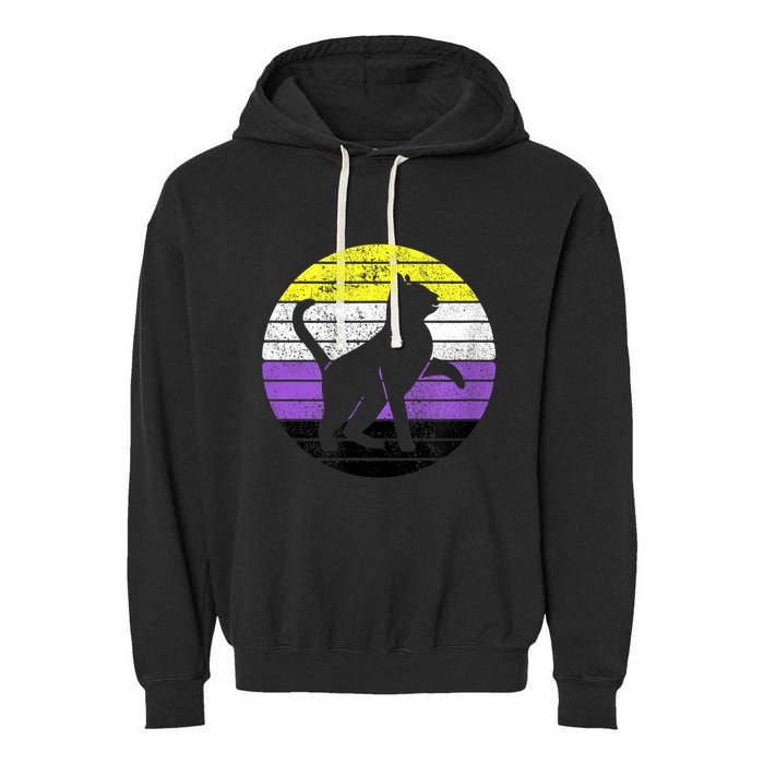 Cute Kitten Cat Nonbinary Pride Lgb Quotes Non Binary Flag Garment-Dyed Fleece Hoodie
