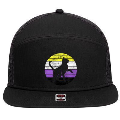 Cute Kitten Cat Nonbinary Pride Lgb Quotes Non Binary Flag 7 Panel Mesh Trucker Snapback Hat