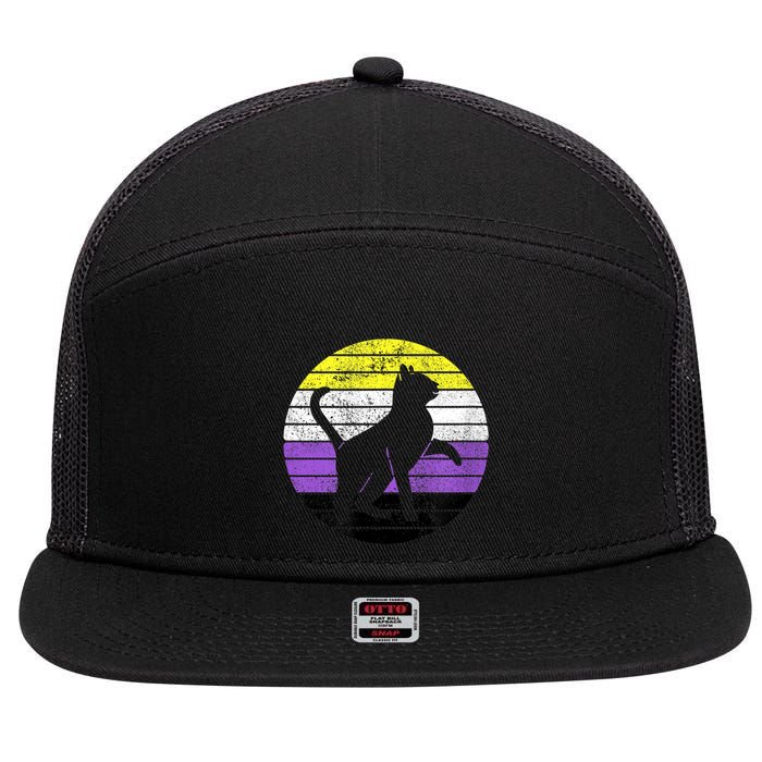 Cute Kitten Cat Nonbinary Pride Lgb Quotes Non Binary Flag 7 Panel Mesh Trucker Snapback Hat