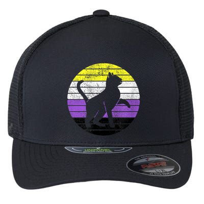 Cute Kitten Cat Nonbinary Pride Lgb Quotes Non Binary Flag Flexfit Unipanel Trucker Cap