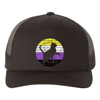 Cute Kitten Cat Nonbinary Pride Lgb Quotes Non Binary Flag Yupoong Adult 5-Panel Trucker Hat