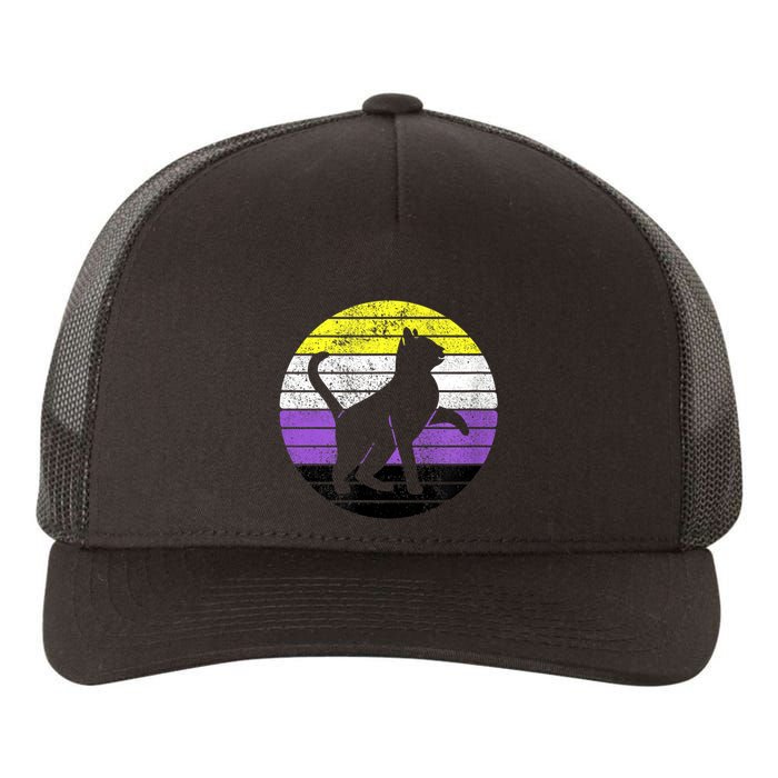 Cute Kitten Cat Nonbinary Pride Lgb Quotes Non Binary Flag Yupoong Adult 5-Panel Trucker Hat