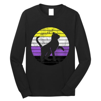 Cute Kitten Cat Nonbinary Pride Lgb Quotes Non Binary Flag Long Sleeve Shirt
