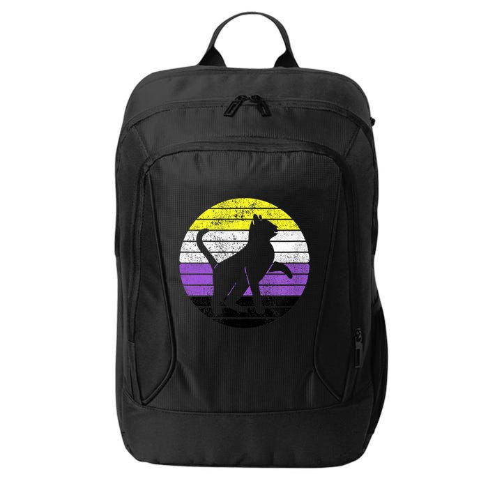 Cute Kitten Cat Nonbinary Pride Lgb Quotes Non Binary Flag City Backpack