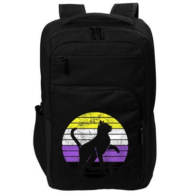 Cute Kitten Cat Nonbinary Pride Lgb Quotes Non Binary Flag Impact Tech Backpack