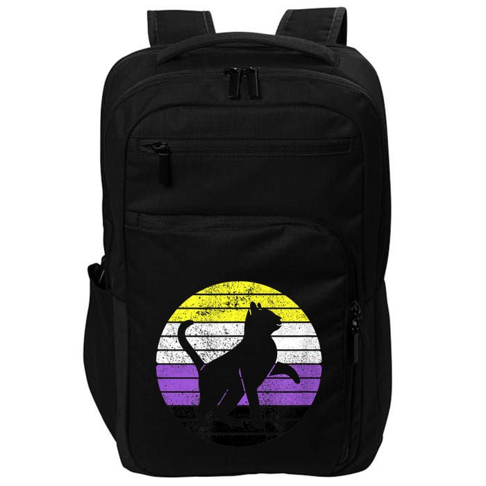 Cute Kitten Cat Nonbinary Pride Lgb Quotes Non Binary Flag Impact Tech Backpack