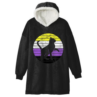 Cute Kitten Cat Nonbinary Pride Lgb Quotes Non Binary Flag Hooded Wearable Blanket