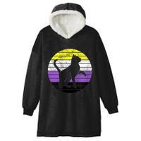 Cute Kitten Cat Nonbinary Pride Lgb Quotes Non Binary Flag Hooded Wearable Blanket