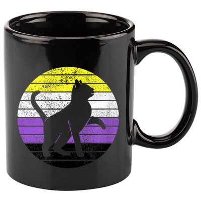 Cute Kitten Cat Nonbinary Pride Lgb Quotes Non Binary Flag 11oz C Handle Ceramic Mug