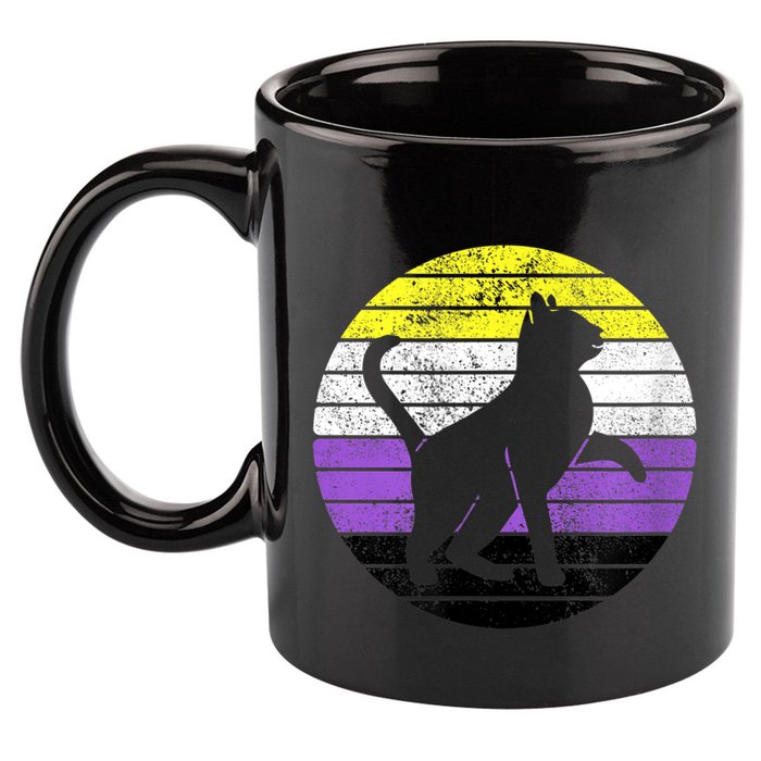 Cute Kitten Cat Nonbinary Pride Lgb Quotes Non Binary Flag 11oz C Handle Ceramic Mug