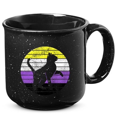 Cute Kitten Cat Nonbinary Pride Lgb Quotes Non Binary Flag 15oz Campfire Ceramic Mug