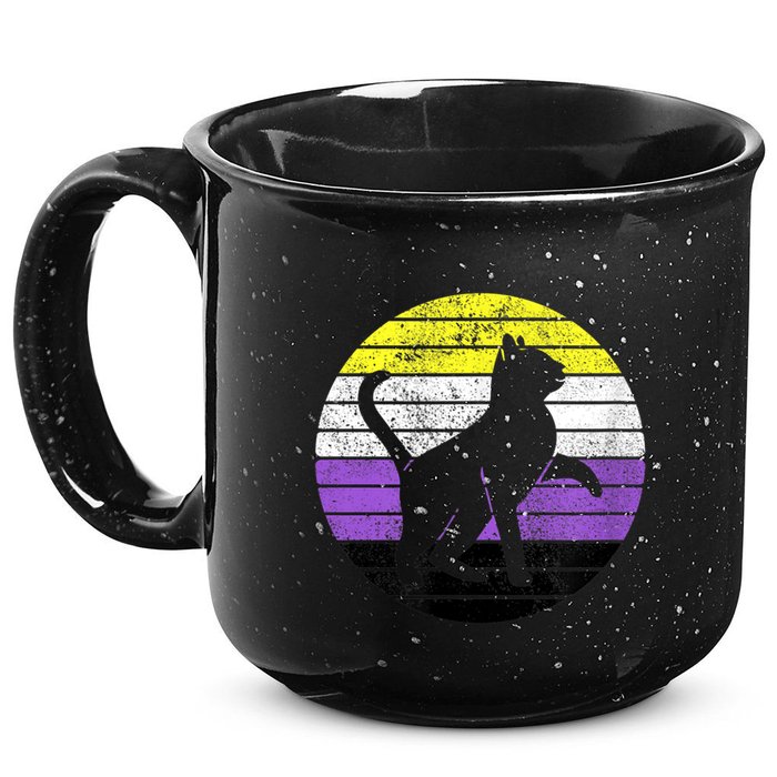 Cute Kitten Cat Nonbinary Pride Lgb Quotes Non Binary Flag 15oz Campfire Ceramic Mug